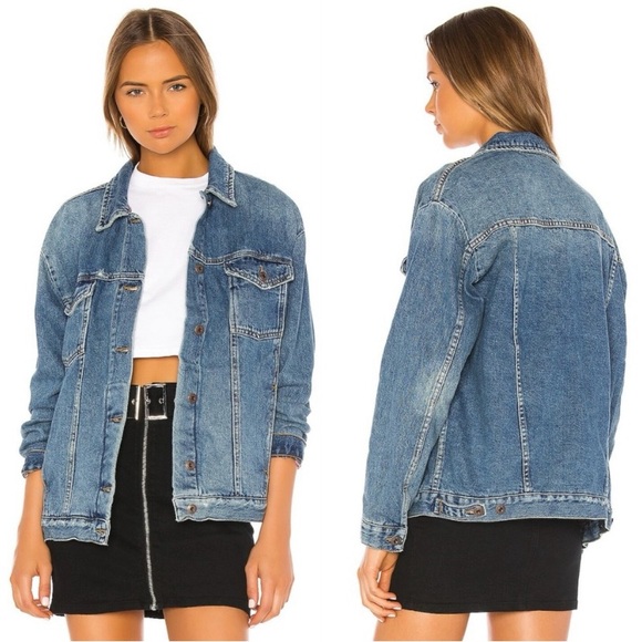 Free People Jackets & Blazers - Ramona Denim Trucker Jacket Size Small Oversized Baggy
